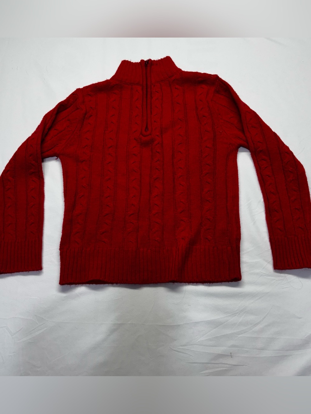 Red Cable-Knit Half-Zip Men's Sweater